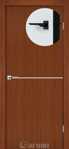 Міжкімнатні двері Darumi Plato PTL-03 (40 мм) Горіх Роял, Нікелева вставка+чорна матова кромка