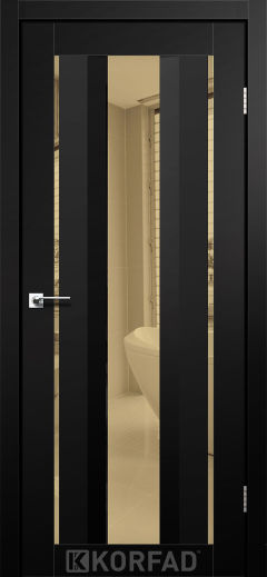 Міжкімнатні двері  Korfad, AL-02, Super Pet аляска чорний, Двостороннє бронзове дзеркало