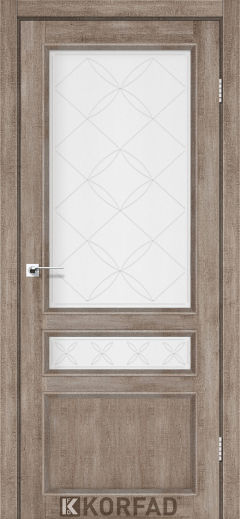 Міжкімнатні двері  Korfad, CL-05 зі штапиком, еш-вайт, Сатін білий + малюнок М1