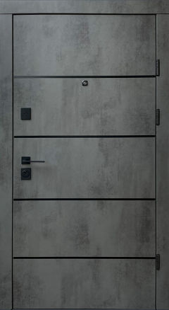 Вхідні двері Qdoors, колекція  Преміум, Комбі-Ак/гладь, оксид темний / бетон сніжний