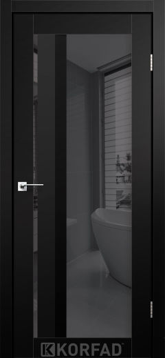 Міжкімнатні двері  Korfad, AL-06, Super Pet чорний, Двостороннє графіт дзеркало