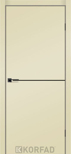 Міжкімнатні двері Korfad, DLP-01(Sota), Super PET магнолія, глухі, декоративна чорна вставка, кромка звичайна
