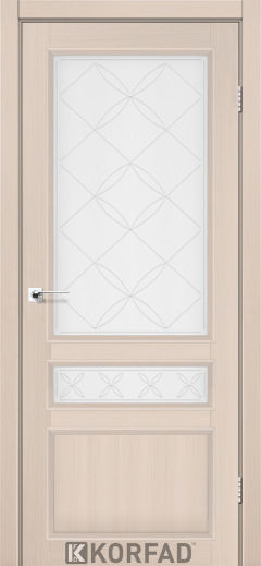 Міжкімнатні двері  Korfad, CL-05 зі штапиком, дуб білений, Сатін білий + малюнок М1