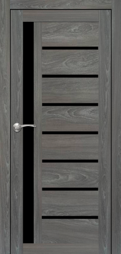 Міжкімнатні двері,  Portalino PL-01 PVC (38мм), Мессіна темна (плівка пвх), BLK