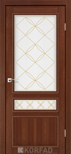 Міжкімнатні двері  Korfad, CL-05 зі штапиком, Горіх, Сатін білий + малюнок М2