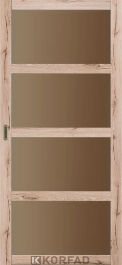 Міжкімнатні двері  Korfad, BL-02, дуб тобакко, Сатин бронза