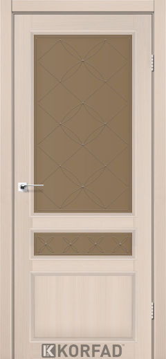 Міжкімнатні двері  Korfad, CL-05 зі штапиком, дуб білений, Сатин бронза + малюнок М1