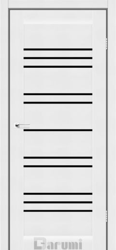 Міжкімнатні двері Darumi Versal, Білий текстурний, Чорне скло