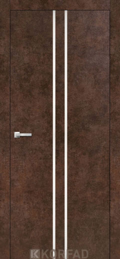 Міжкімнатні двері Korfad, ALP-02(DSP), арт бетон, глухі, вставка алюміній 8мм,  алюмінієва кромка