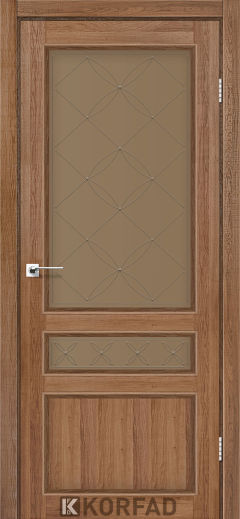 Міжкімнатні двері  Korfad, CL-05 зі штапиком, дуб браш, Сатин бронза + малюнок М1