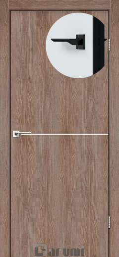 Міжкімнатні двері Darumi Plato PTL-03 (40 мм) Горіх Бургун, Нікелева вставка+чорна матова кромка