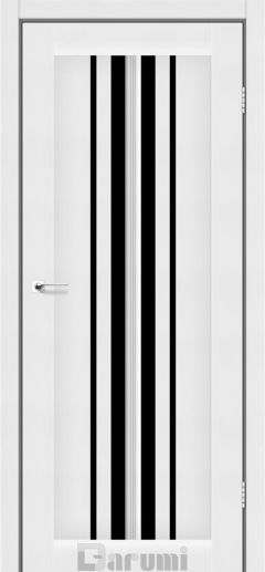 Міжкімнатні двері Darumi Prime, Білий текстурний, Чорне скло