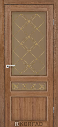 Міжкімнатні двері  Korfad, CL-05 зі штапиком, дуб браш, Сатин бронза + малюнок М2