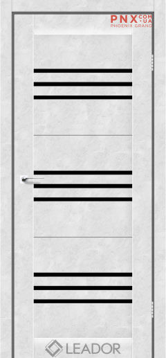 Межкомнатная дверь LEADOR Sovana, Бетон Белый, Черное стекло