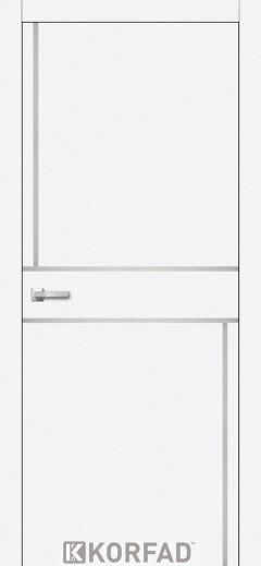 Міжкімнатні двері Korfad, ALP-07(DSP), білий перламутр, глухі, вставка алюміній бронза 20 мм,  звичайна кромка