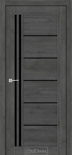 Міжкімнатні Двері StilDoors Vitano (40мм.) Дуб Смокі Чорне скло