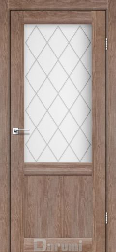Міжкімнатні двері Darumi Galant_GL-01, Горіх Бургун, Сатин білий+ромб графіт D1