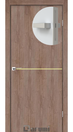 Міжкімнатні двері Darumi Plato PTL-03 (40 мм) Горіх Бургун, Нікелева вставка + алюмінієва кромка