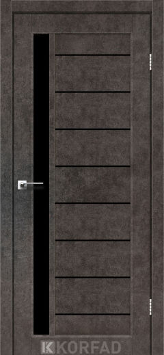 Міжкімнатні двері  Korfad, FL-01, лофт бетон, Чорне скло