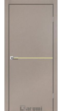 Міжкімнатні двері Darumi Plato PTL-03 (40 мм) Сірий краст, золота вставка+звичайна кромка