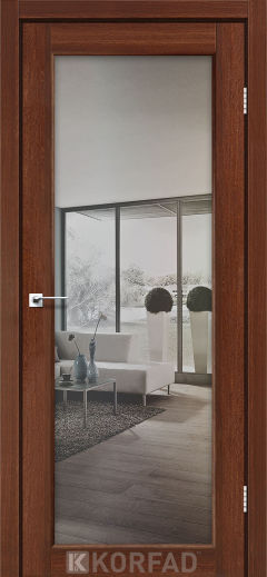 Міжкімнатні двері  Korfad, SV-01, горіх, Двостороннє триплекс дзеркало срібло