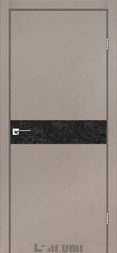 Міжкімнатні двері Darumi Plato, Сірий бетон, CPL чорний+Алюм. Торець
