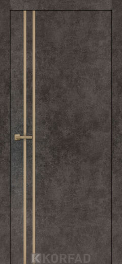 Міжкімнатні двері Korfad, ALP-01(DSP), лофт бетон, глухі, вставка алюміній бронза 20 мм,  звичайна кромка