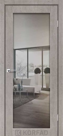 Міжкімнатні двері  Korfad, SV-01, Super Pet сірий, Двостороннє триплекс дзеркало срібло