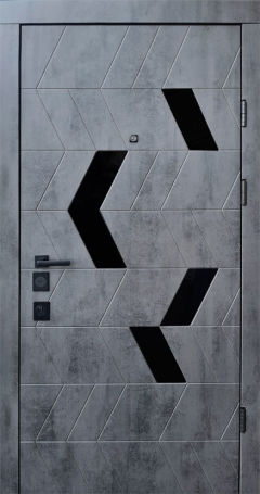 Вхідні двері Qdoors, колекція Авангард, Конверс, бетон темний/грей софт