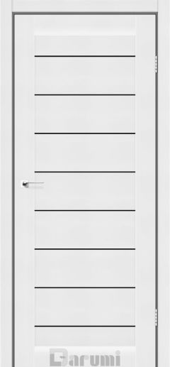 Міжкімнатні двері Darumi Leona, Білий текстурний, Чорне скло