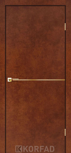 Міжкімнатні двері Korfad, DLP-01(Sota), сталь кортен, глухі, декоративна золота вставка, кромка алюмінієва