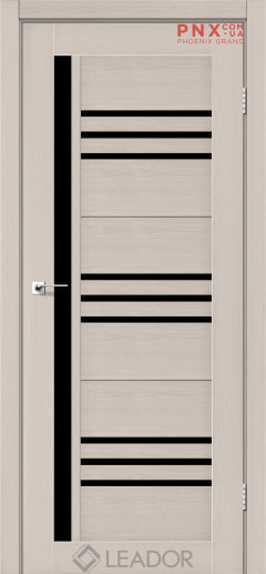 Межкомнатная дверь LEADOR Compania, Дуб Латте, Черное стекло