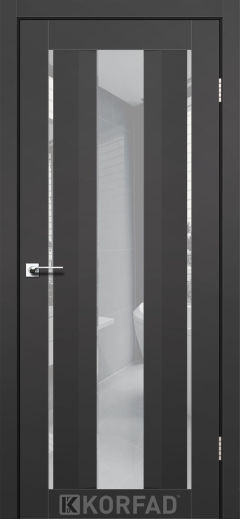 Міжкімнатні двері  Korfad, AL-02, Super Pet аляска антрацит, Сатін білий