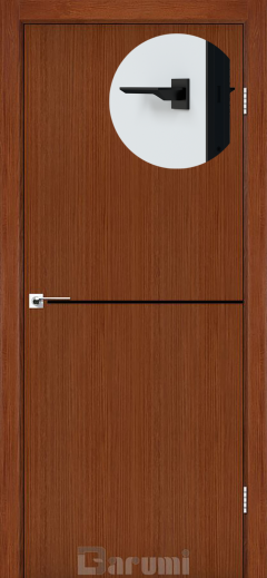 Міжкімнатні двері Darumi Plato PTL-03 (40 мм) Горіх Роял, чорна вставка+чорна матова кромка