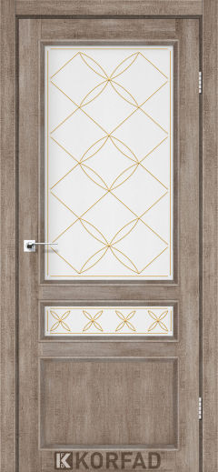 Міжкімнатні двері  Korfad, CL-05 зі штапиком, еш-вайт, Сатін білий + малюнок М2