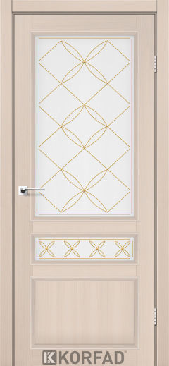 Міжкімнатні двері  Korfad, CL-05 зі штапиком, дуб білений, Сатін білий + малюнок М2