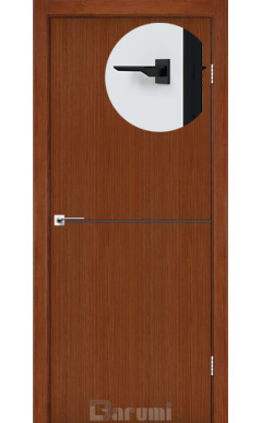 Міжкімнатні двері Darumi Plato PTL-03 (40 мм) Горіх Роял, Антрацитна вставка+чорна матова кромка