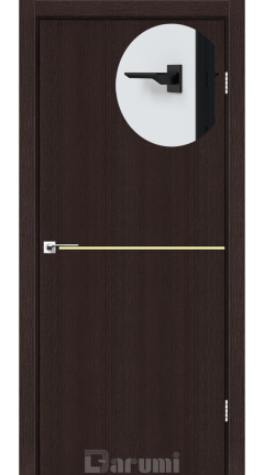 Міжкімнатні двері Darumi Plato PTL-03 (40 мм) Венге Панга, золота вставка+чорна матова кромка