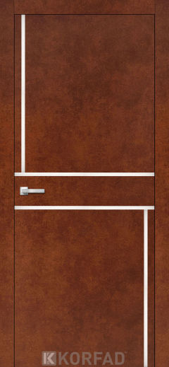 Міжкімнатні двері Korfad, ALP-07(DSP), Сталь Кортен, глухі, вставка алюміній 8мм,  звичайна кромка