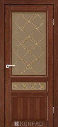 Міжкімнатні двері  Korfad, CL-05 зі штапиком, Горіх, Сатин бронза + малюнок М2