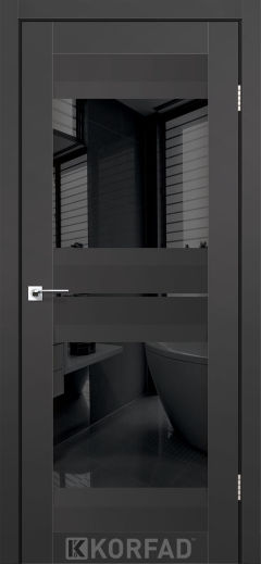 Міжкімнатні двері  Korfad, Aliano AL-07, Super Pet антрацит, Двостороннє чорне скло