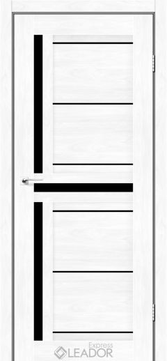 Межкомнатная дверь LEADOR Express Lariana, Белый лен, Черное стекло
