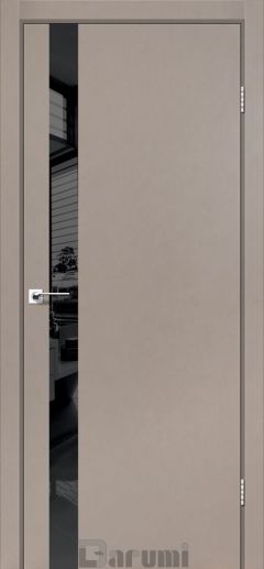 Міжкімнатні двері Darumi Plato, Дуб Натуральний, Lacobel чорний + Алюм. Торець