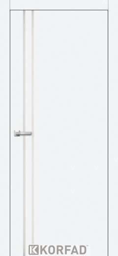 Міжкімнатні двері Korfad, ALP-01(DSP), білий перламутр, глухі, вставка алюміній 8мм,  звичайна кромка