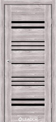 Межкомнатная дверь LEADOR Express Andora, Клен Грей, Черное стекло