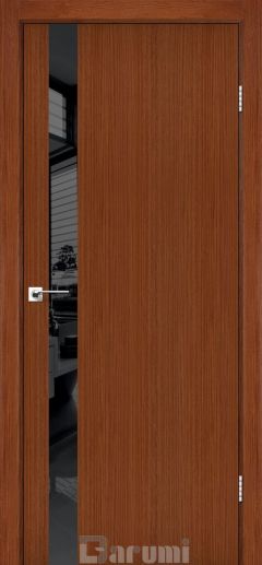 Міжкімнатні двері Darumi Plato PTL-04, Горіх Роял, Lacobel чорний + Алюм. Торець