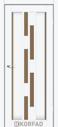 Міжкімнатні двері  Korfad, VND-05, Білий перламутр, Сатин бронза