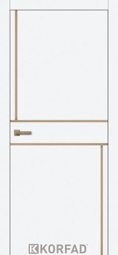Міжкімнатні двері Korfad, ALP-07(DSP), білий перламутр, глухі, вставка алюміній бронза 20 мм,  алюмінієва кромка