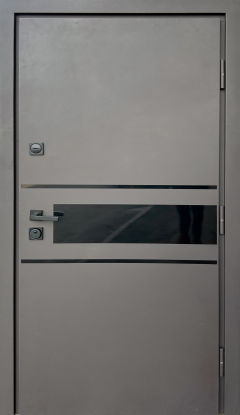 Вхідні двері Qdoors, колекція СТРОНГ, ОСКАР, ВУЛИЦЯ 3 контура з ОЦИНКОВАНИМ металом на полотні,  пісок коричневий/ дуб темний vin