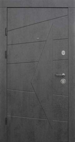 Вхідні двері Qdoors, колекція  Преміум, Некст, мрамор темний/ бетон бежевий